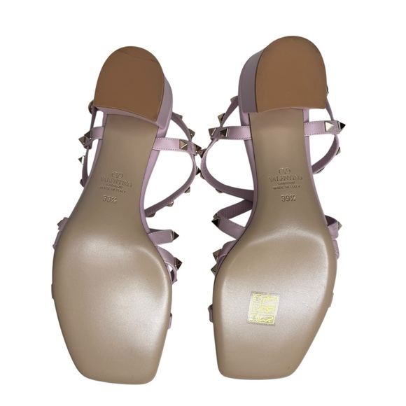 Valentino Garavani Pink Leather Rockstud 60 Sandals size 39.5/ US 10 - Picture 4 of 9